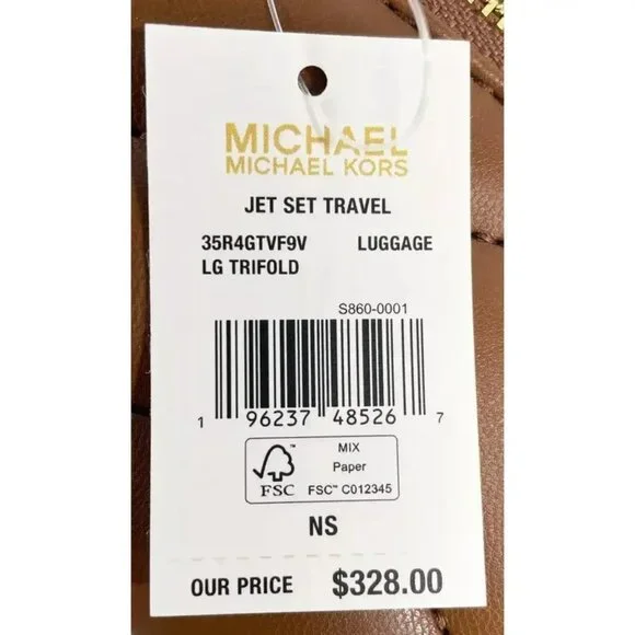 NWT Michael Kors Jet Set Travel Large Quilted Leather Trifold Wallet - Picture 5 of 5